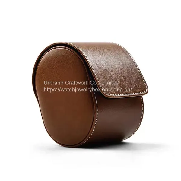 New High-grade PU Leather Snap on Portable Single Travel Watch Packing Box Storage Bag photo-4