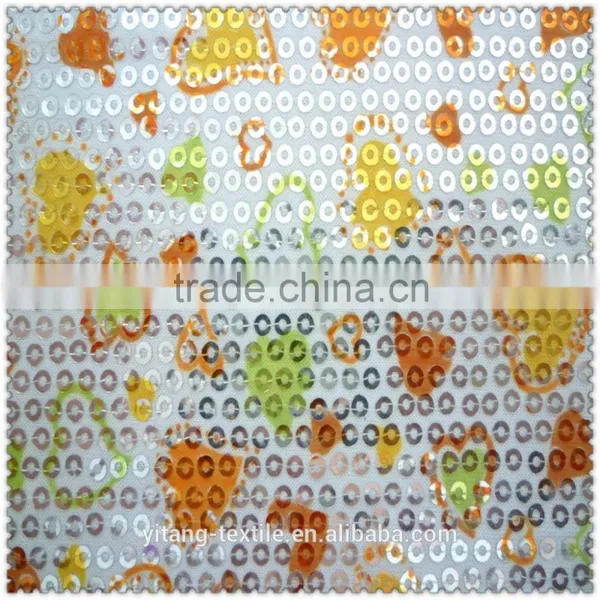 Printed Heart Pattern Sequin Fabric photo-4