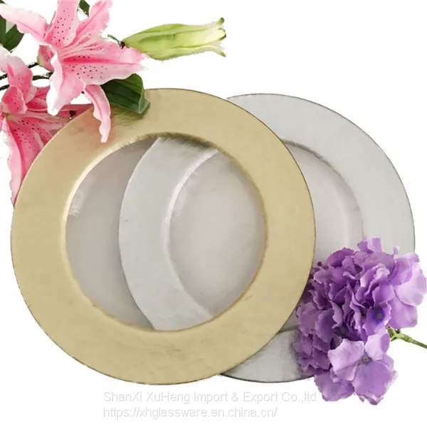 Gold Rimmed Glass Charger Plate For Wedding Dining Tableware Wholesale photo-4
