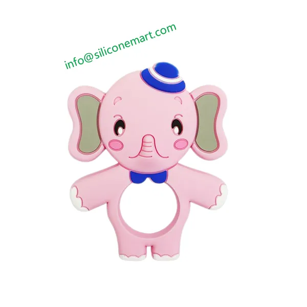 Wholesale Elephant Shape Animal Food Grade Silicone Teethers for Babies Baby Chew Toy Teether From Shenzhen Siliconemart Tech Co.,Ltd.