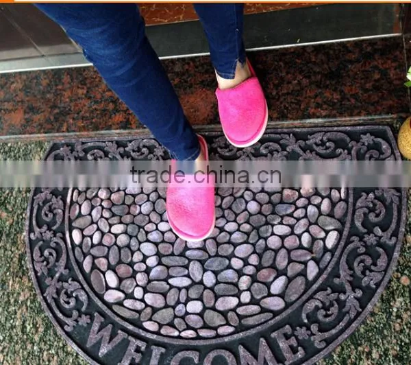 100% Recycle Rubber Round Half Flocked Surface Entrance Mat photo-3