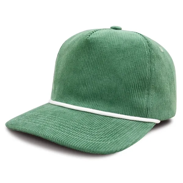 Corduroy 5 Panel Flat Brim Snapback Cap Unisex Streetwear Hat With Rope Decor Custom Embroidery Adjustable photo-3