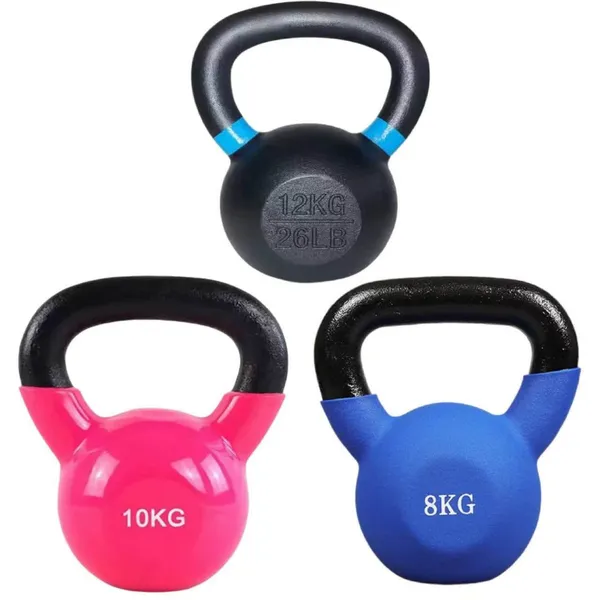 Factory High Quality Colorful Vinyl Neoprene Coated Coating Dipping Dipped Kettle Bell Cast Iron Kettlebell for Gym Fitness