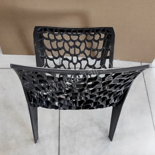 Stackable Plastic Chairs Hollow Mesh Back Integrated Molding for Patio Bistro Cafe Outdoor Dining photo-5