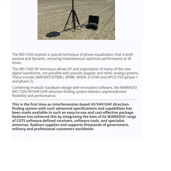HF VHF UHF Radio Direction Finding System WiNRADiO WD7200, 2° RMS Bearing Accuracy photo-4