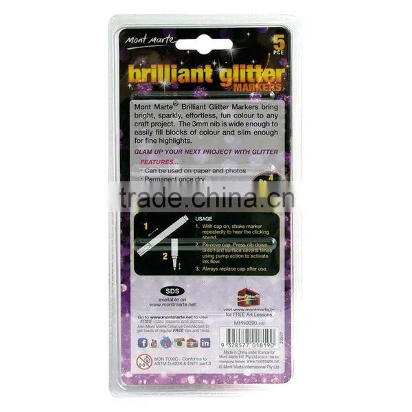 Mont Marte Brilliant Glitter Markers 5pce photo-2