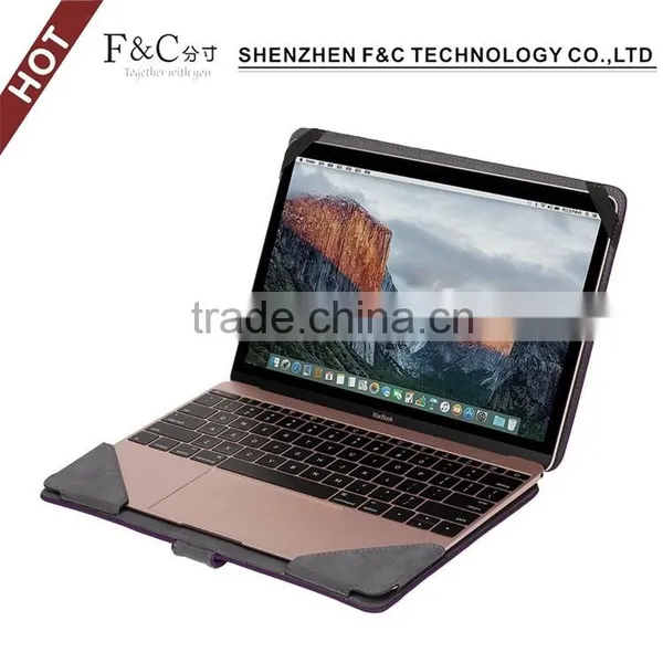 Shenzhen F&C Hand-crafted Premium PU Leather Material Folio Cover for Macbook Air Case 11" 12" 13" 15" Compatible photo-5