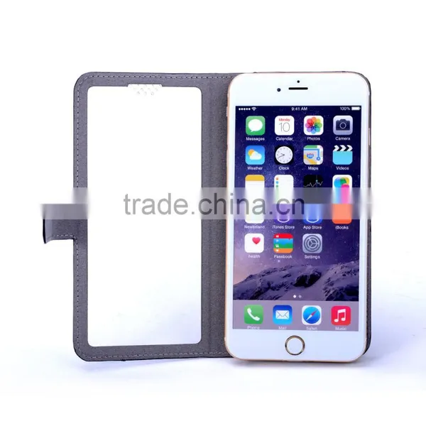 Durable Mobile Phone Leather Universal Case With Big View Window photo-4