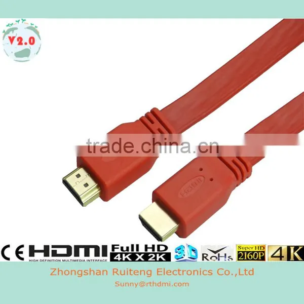 V2.0 Colorful Flat HDMI Cable With Ethernet and Gold Connector Support 3D and 4k photo-2