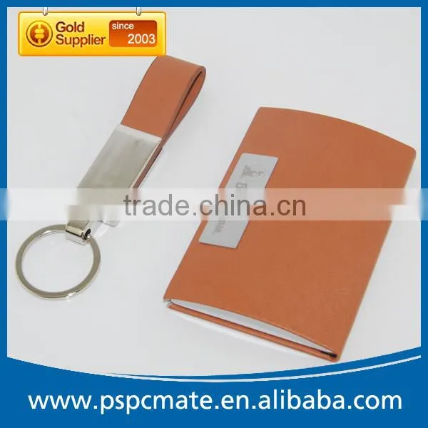 Cheap PU Leather Name Card Holder and Keychain Gift Set photo-3