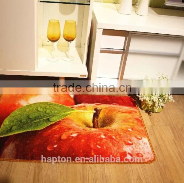 50*80cm Loop Pile Printing Carpet With Anti-slip Backing Latex/tpr Apple Design Nylon Printing Mat