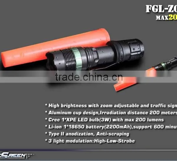18650 and 3*AAA Battery CreeXPE LED Traffic Flashlight photo-3