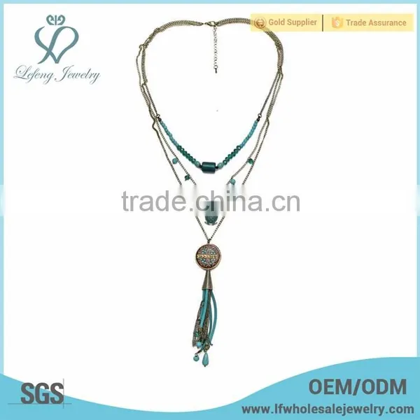 Wholesale Three Layer Bead Tassle Necklace Designs 2016