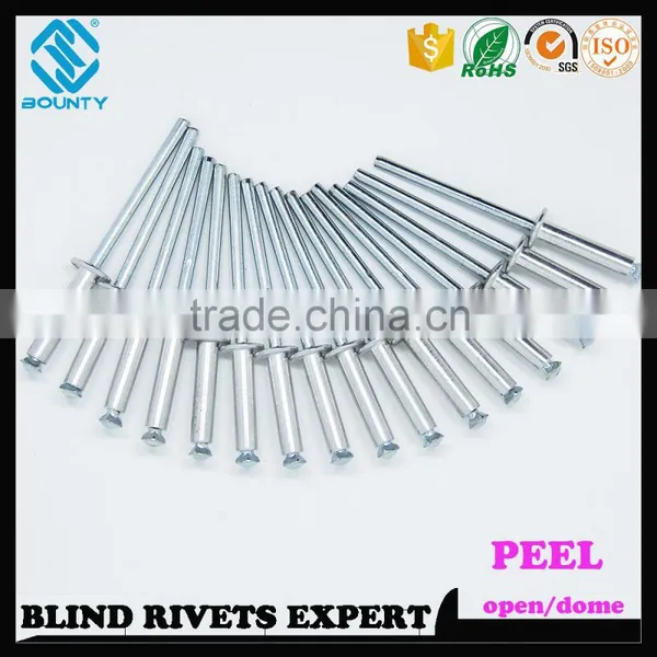 HIGH QUALITY OPEN END MANUFACTURER BUTTON HEAD AL/ST POP PEEL TYPE RIVETS photo-3