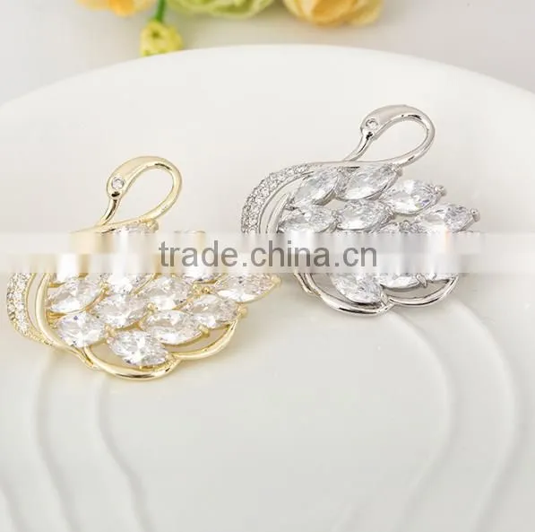 Platinum Plated Designer Swan Brooch With AAA+ Cubic Zircon Micro Pave Setting for Women and Men photo-4