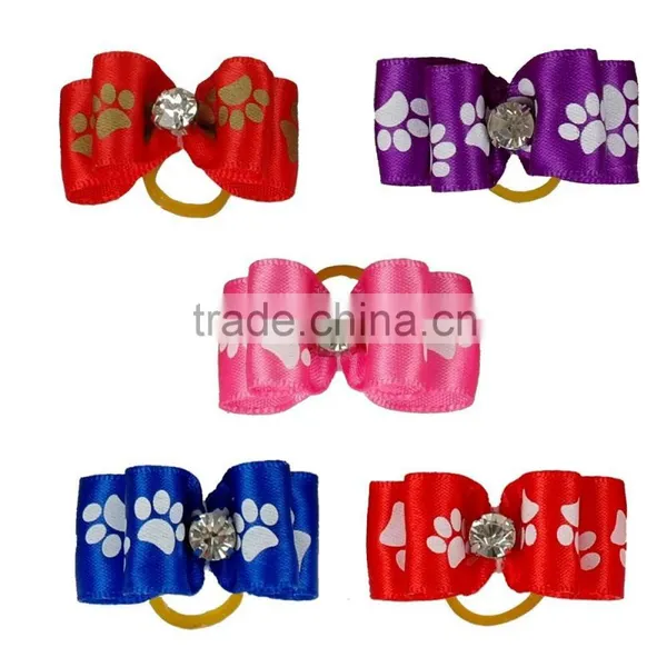 Wholesale Cheap Dog bows with rubber band hair bows for dogs