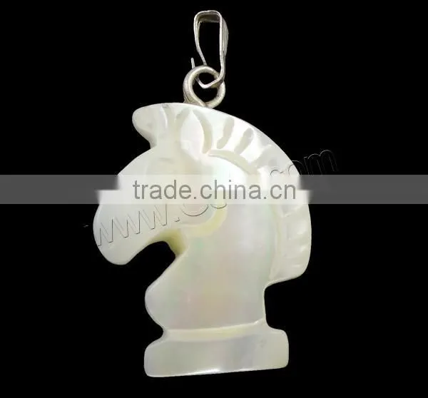 White With Brass Bail Natural Freshwater Shell Pendants