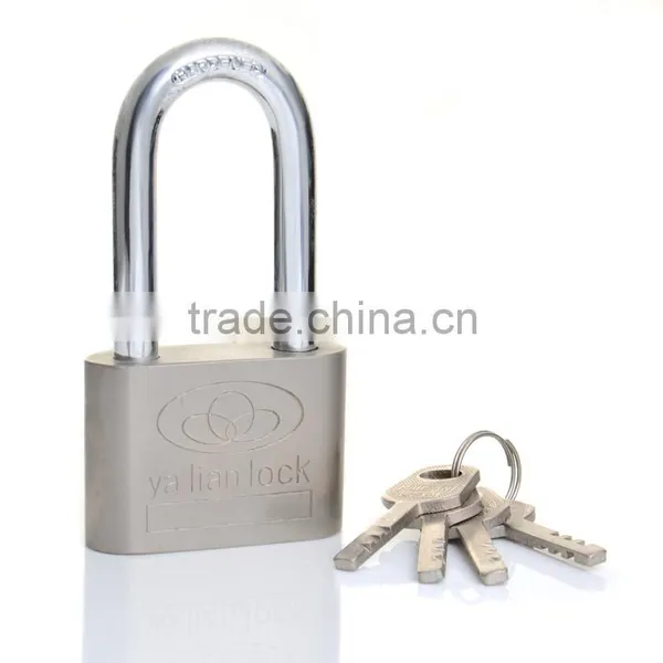 China Suppliers!!!Nickle Plated Long Shackle Rounde Corner Vane Key Iron Padlock