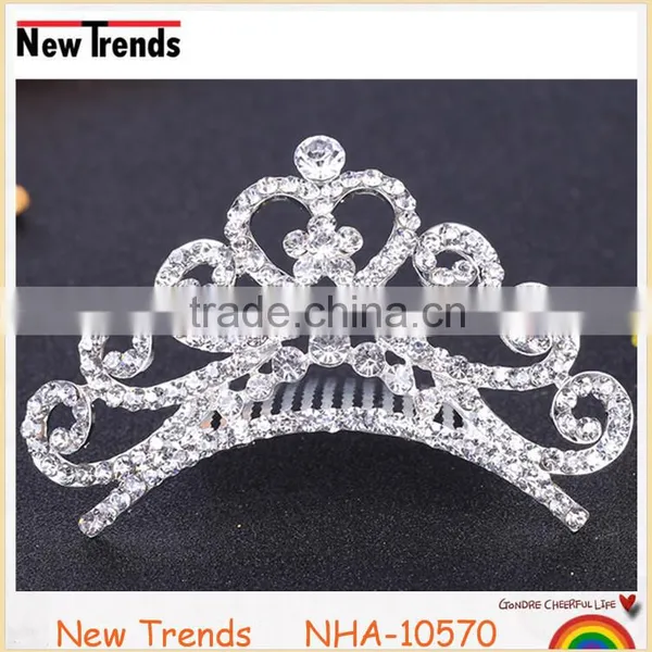 Shining Crystal Heart Pageant Crowns, Bridal Crown Queen Crown for Sale