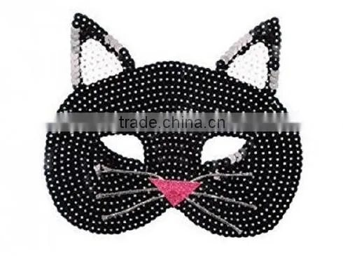 Halloween Glitter Kitten Kids Black Sequin CAT Animal Halloween Costume Fancy Dress MASK Masquerade Ball Mask photo-4