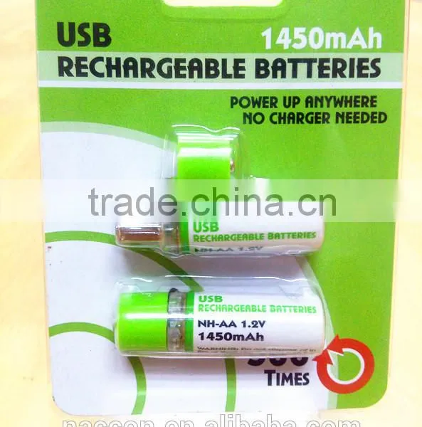 USB 1.2v AA 1450mAh NI-MH Battery Ready to Use t