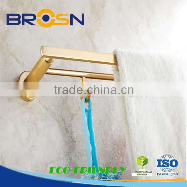 China Cheap Price Bathroom / Golden Color /Double Bar Towel Shelf #15002