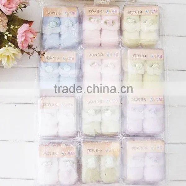 NEW STYLE Lovely Flower Welt and Good Quality Turn Cuff Baby Cotton Socks photo-3