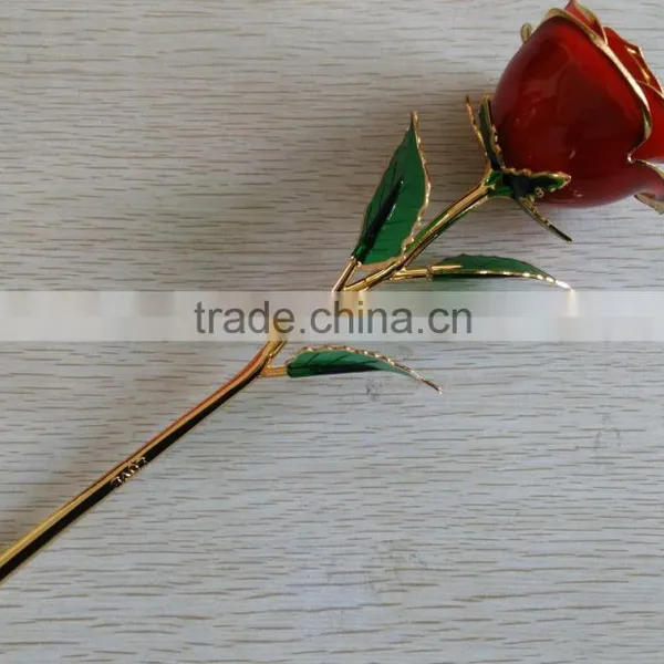 Valentine's Day Red Rose, 24k Gold Plated Rose photo-2