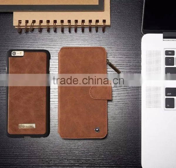 Geniue Leather Wallet Phone Case Stand With Card Slot and Zipper for IPhone 6 6S 4.7" 6 Plus 5.5" photo-6
