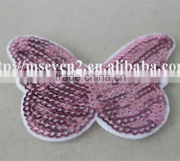 Good Looking Pink Butterfly Woven Embroidery Patch in Sequin Material for Sale photo-3