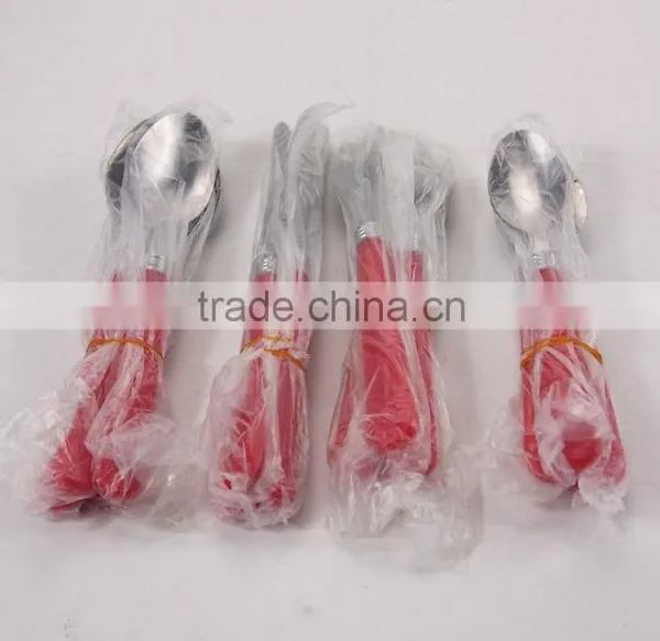 Red 16Pcs Stainless Steel Cutlery Set With Plastic Handles photo-2