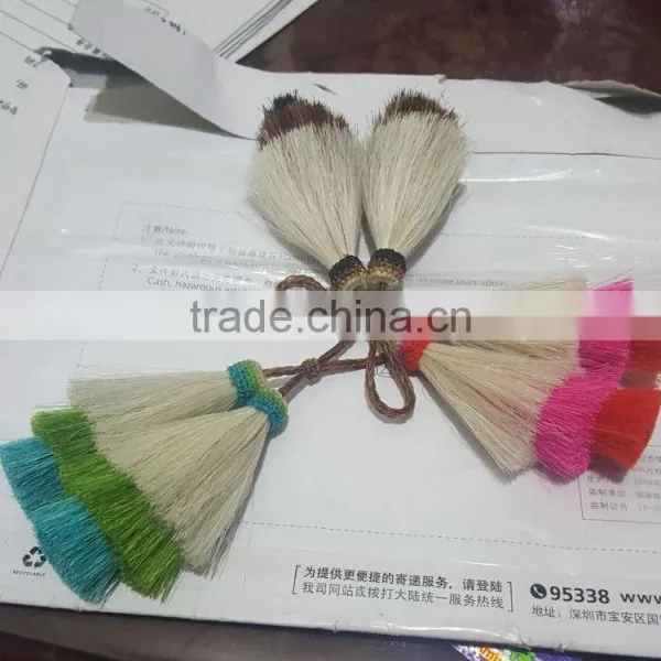Wholesale Sunshine Color Fashion Horsehair Tassels Made by Hand Woven Horsehair Dip Dye Horse Hair Tassel photo-2