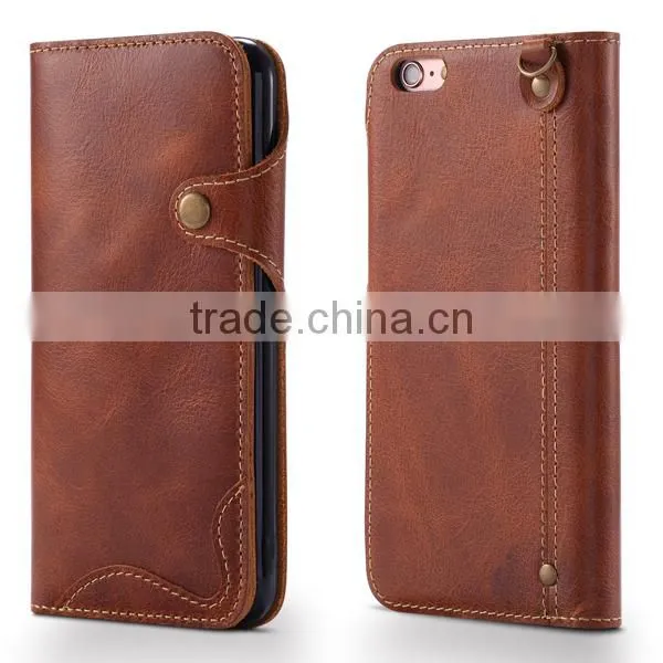 Retro Oil Wax Leather, Flip Cowhide Leather Phone Case For IPhone6/6s/plus photo-4
