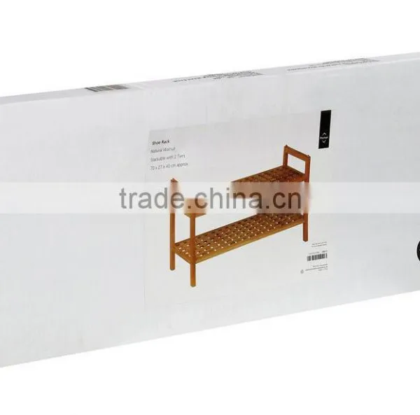 Housewares 40 x 70 x 27 cm 2 Tier Walnut Wood Shoe Rack photo-3
