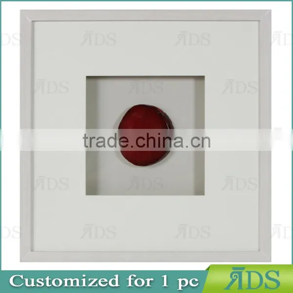 Wooden Shadow Box Frame Encasing Colorful Agate Stone Under Glass photo-5