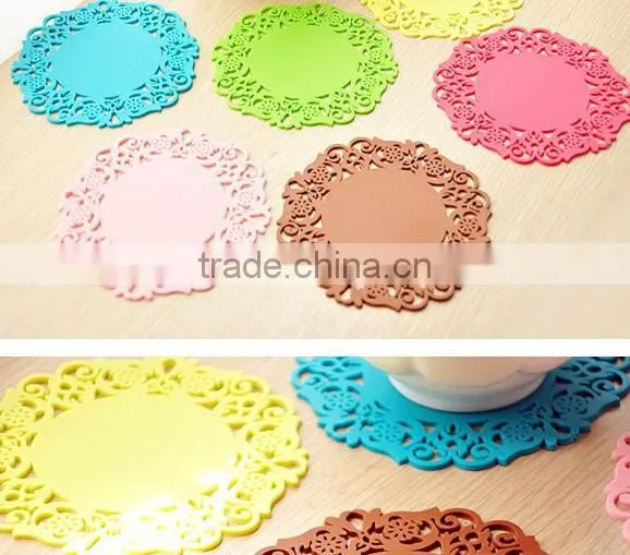 Wholesale Korea Lace Creative Home Fashion Hollow Silicone Coasters photo-2