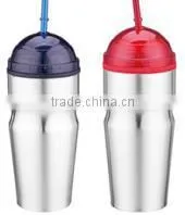 600ml/700ml Stainless Steel Inner Plastic Outer Steel Double Layer Cup With Straw photo-4