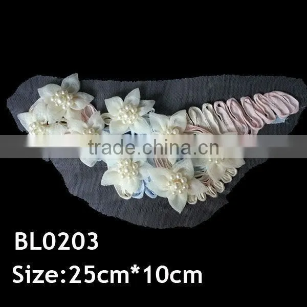 Handmade Applique Design Colorful Fabric Flower Trim for Cloth photo-3