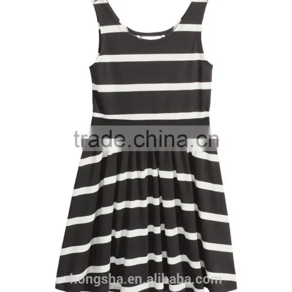 2016 Fashion Children Little Gilrs Cotton Jersey Stripe Print Dress HSD8073 photo-5