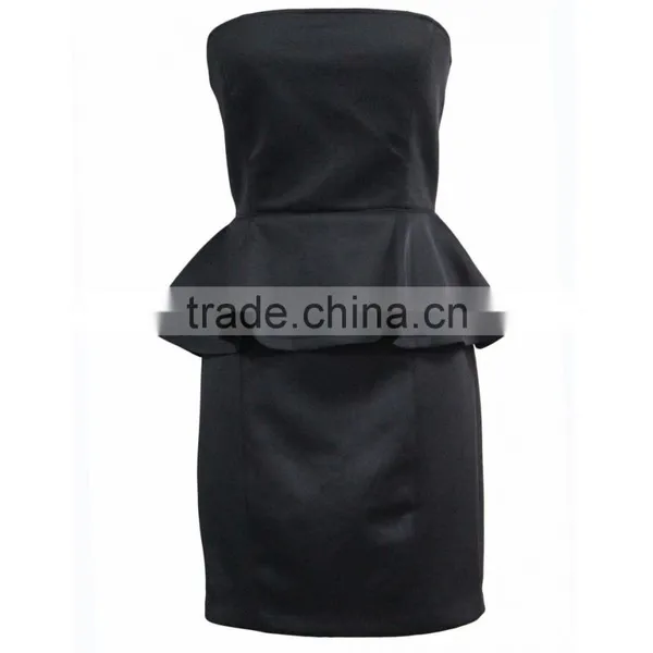 Black Evening Dress,off Shoulder Peplum Straight Slim Fitting Metal Zipper Back Sexy Peplum Dress photo-2