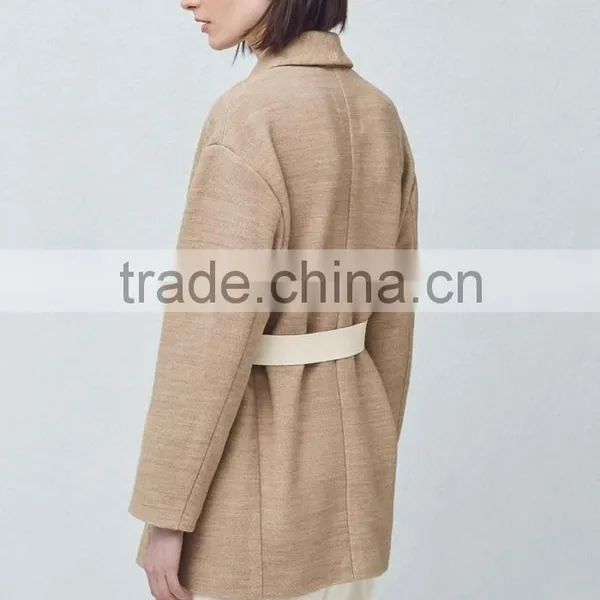 High Quality Ladies Side Pocket Long Sleeve Cheap Warm Cotton Coat photo-4