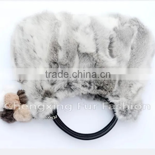 CX-H-36B Real Rabbit Fur & Leather Tote Handbag New Arrival photo-4