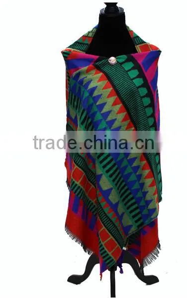 High Quality 2017 New Model Female Scarf Double-side Grid Printed Design Button With Hood Women Cloak photo-6