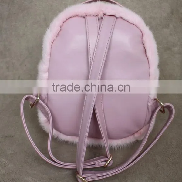 Myfur Cute Baby Pink Girls Fashion Mink Fur Leather Backpack Customized Bags photo-4
