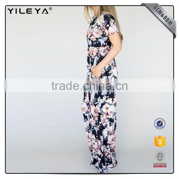 Custom Made Women Summer Floral One Piece Long Dress ,women Floral Maxi Dress Beach photo-3