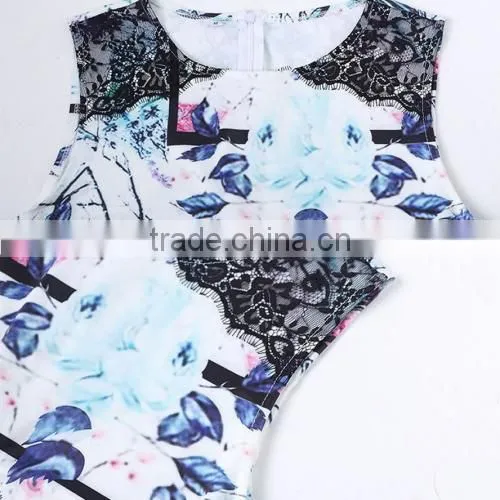 One-piece Lace Printed Patchwork Vintage Style Sexy Country Dresses photo-4