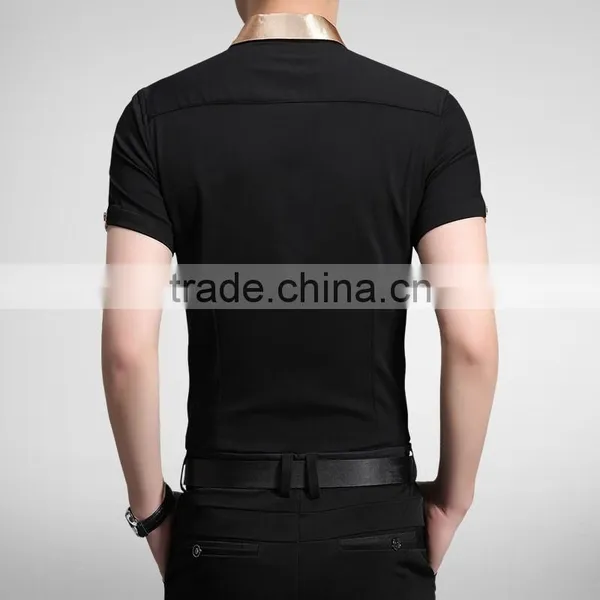 2015 New Style Solid Color Short Sleeve Men Shirt High Quality Shirts photo-2
