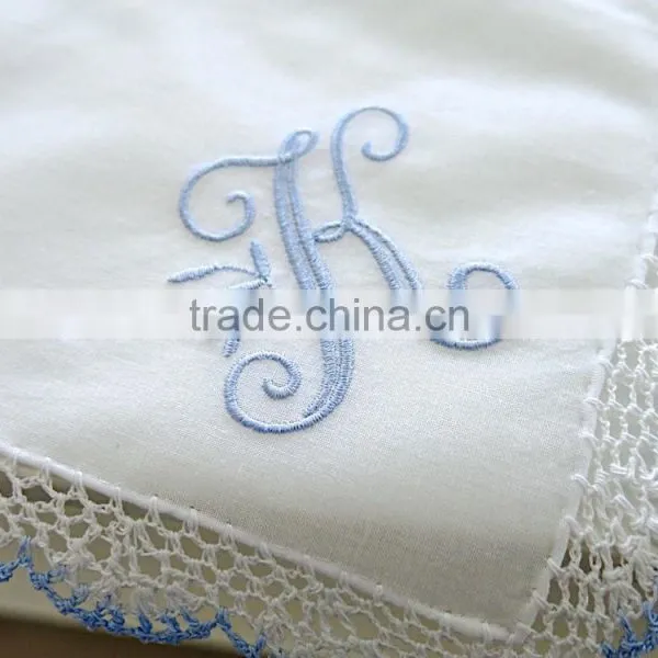 Plain White Cotton Linen Embroidered Wedding Napkin photo-2