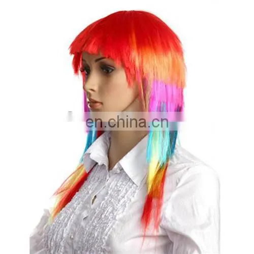MCW-0367 Party Masquerade Synthetic Long Women Hot Straight Rainbow Wig