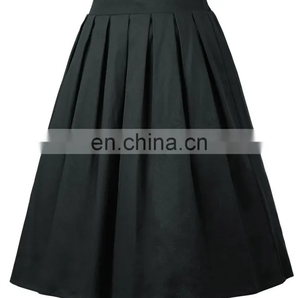 Grace Karin Women's Vintage Retro Pleated Black Cotton Skirt 7 Patterns CL010401-6 photo-3